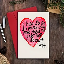 Heartfelt Love Anniversary Card with Expressive Red Heart Design (Red)