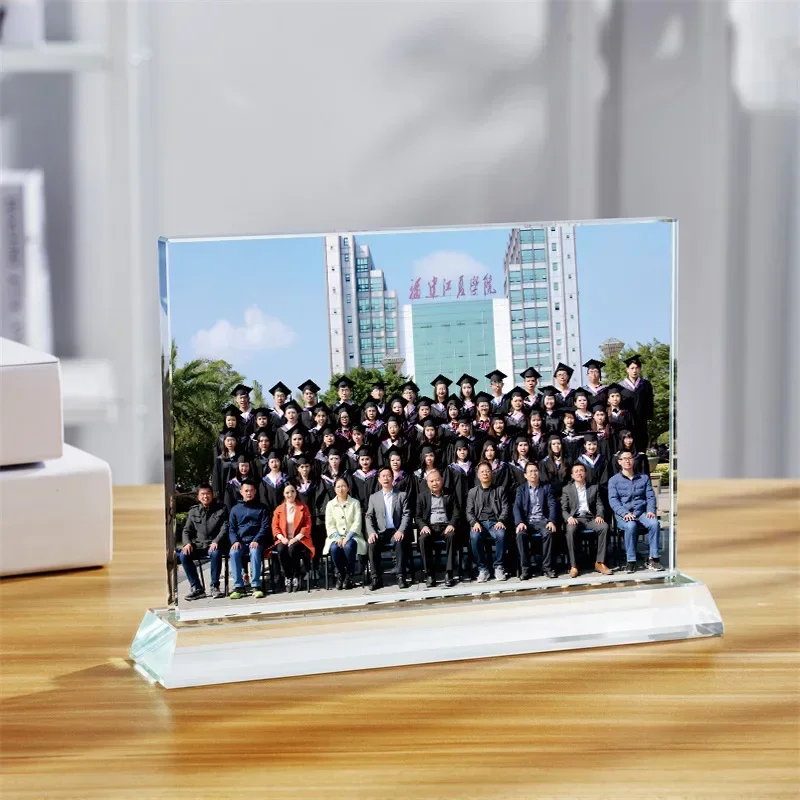 Crystal Photo Frame Table, Graduation Class, Reunion Souvenir, Kindergarten Group Photo,Veteran Memorial ornament,10/12 inch,1Pc