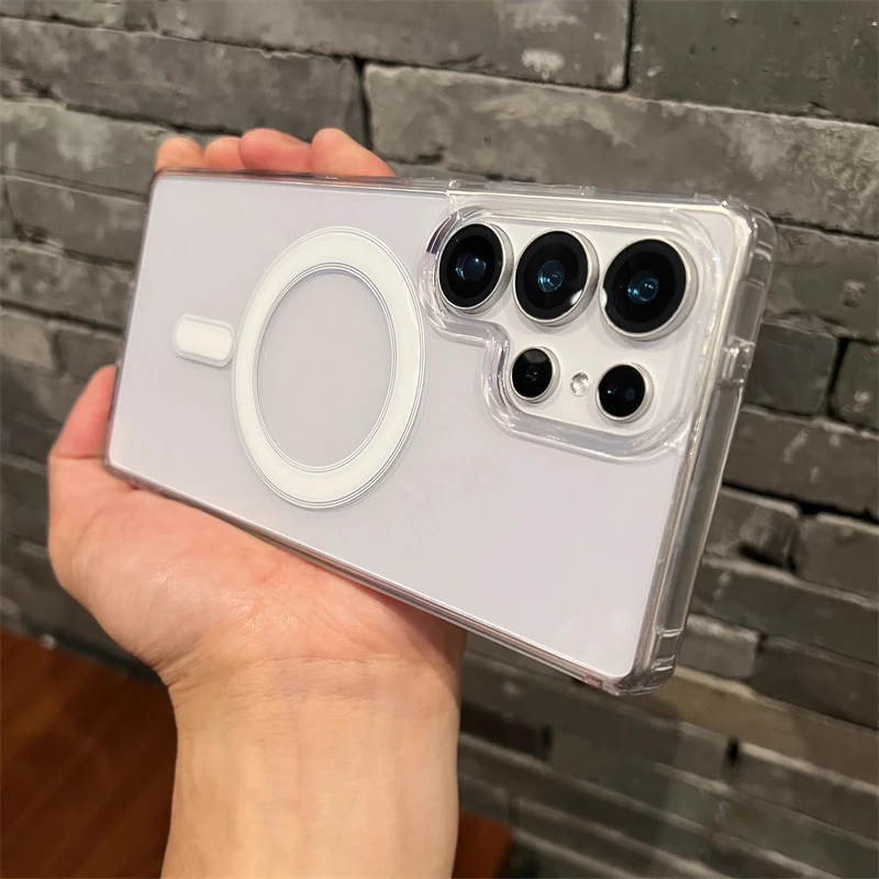 Enhanced Magnetic Clear Phone Case - Durable Hard PC Protective Cover with Enhanced Grip