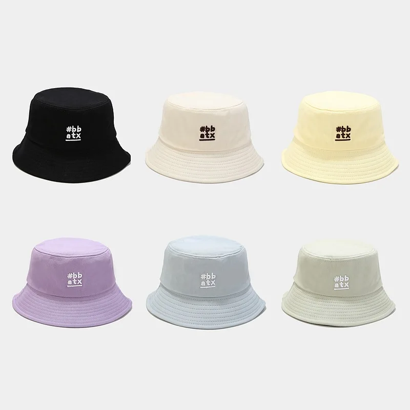 

2022 Cotton Creative Letter embroidery Bucket Hat Fashion Joker Outdoor Travel Sun Cap For Men And Women 85