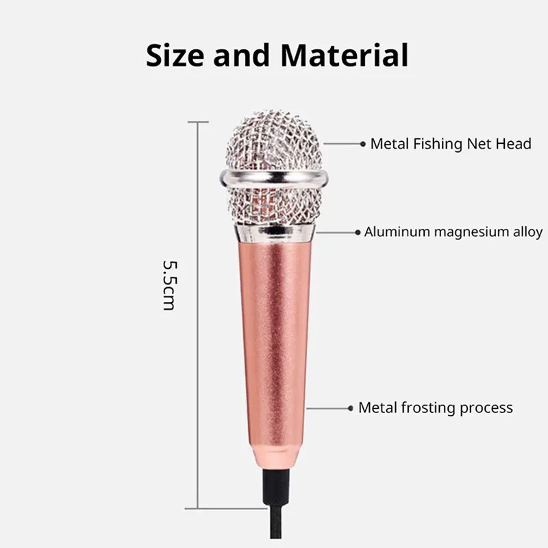 Portable 3.5mm Stereo Studio Mic KTV Karaoke Mini Microphone For Smart Phone Laptop PC Desktop Handheld Audio Microphone 5