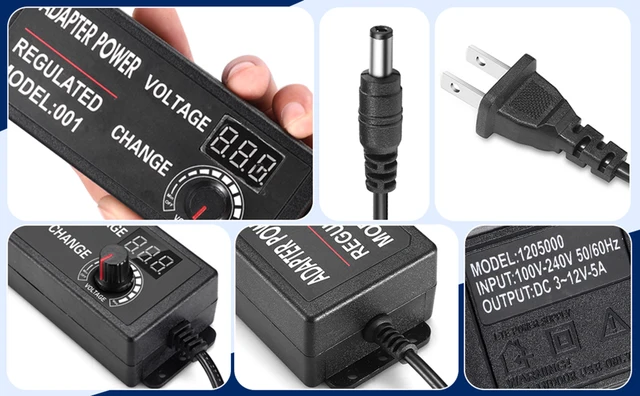 調整可能な電源アダプター,3v-12v 5a 60w,3v 5v 9v 12v