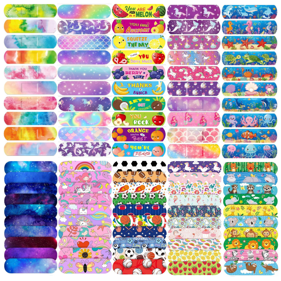10PCS Aesthetic Starry Sky Color Cartoon Unicorn PE Band Aid Waterproof Breathable Elastic Kid Hemostatic Bandage Dressing Patch