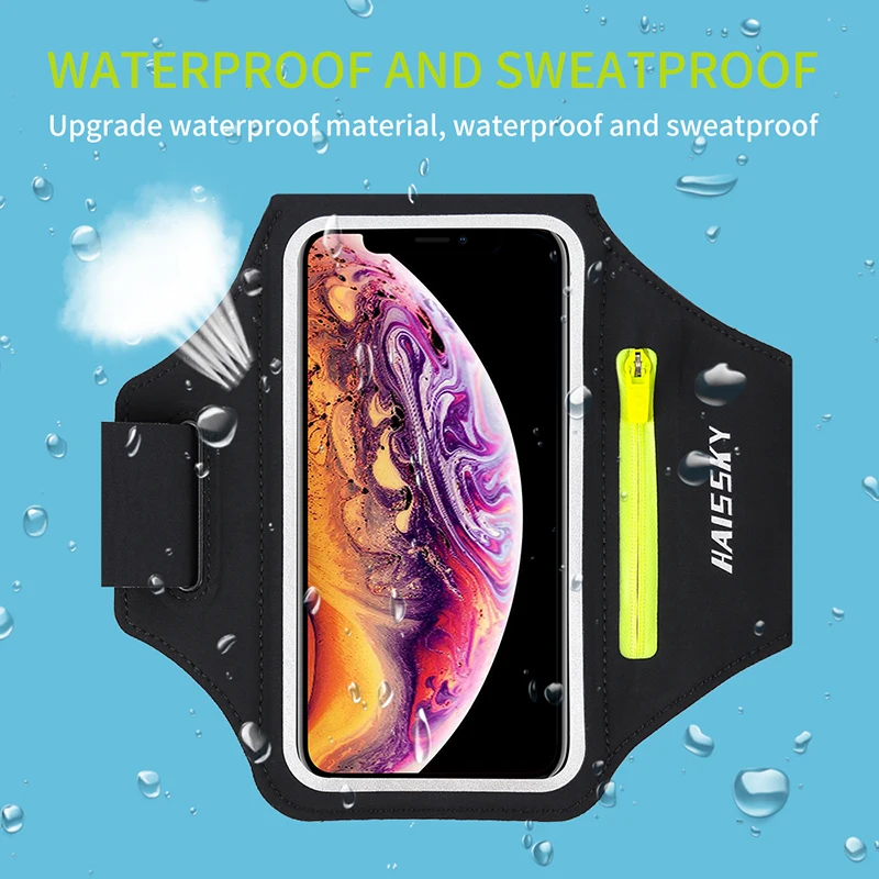 HAISSKY Original Zipper Bag Running Sport Armbands For iPhone 14 13 12 11 Pro Max GYM Workout Arm Band Phone Pouch For Xiaomi 12