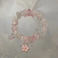 New Fashion Y2K Sweet Cherry Blossom Bracelet For Women Exquisite Elegant Flower Crystal Beaded Bracelet Girl Party Jewelry Gift 1