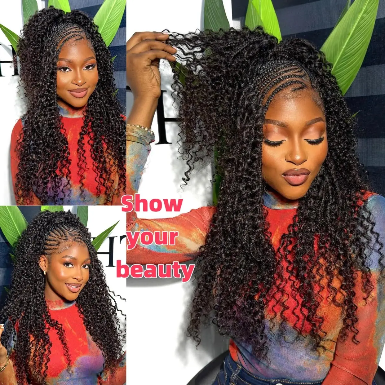 Deep Wave Knotless Pre-Separated Crochet Hair Extensions Human Hair Kinky Curly Crochet Feather Human Hair Extensions 100g/Pack 6