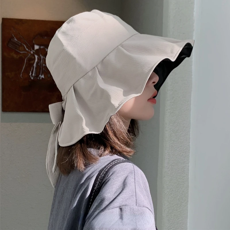 

Summer New Fashion Bucket Hat with Bowknot Panama UV Protection Fisherman Hat Elegant Women Beach Summer Hat for Holiday 2022