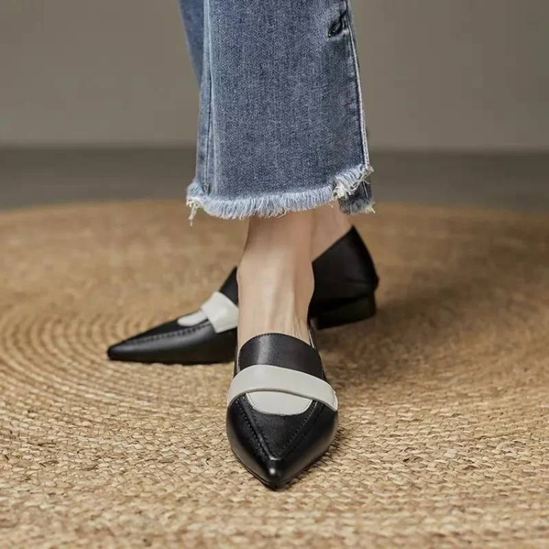 Women Flat Shoes  Pointed Toe  Low-heeled Loafers Fashion Designer Trendy New Soft-soled Elegant Dress High-heeled Shoes 6