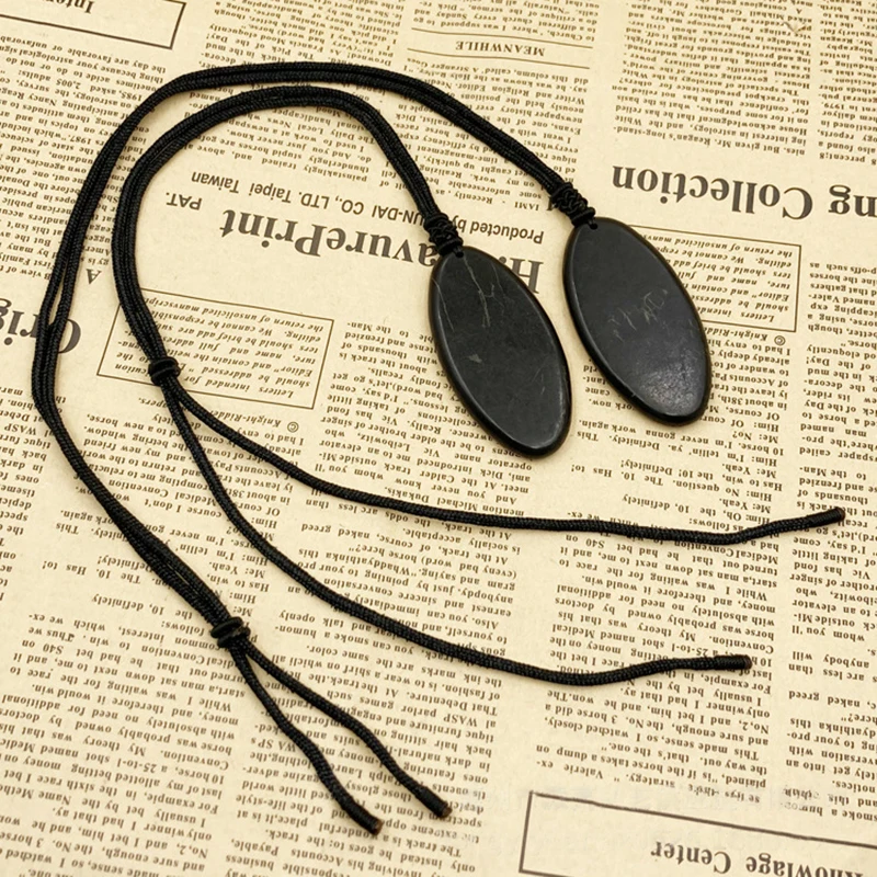 New Design Shungite Olive Shaped Pendant Exotic Energy Stone for Healing Handmade Pendant