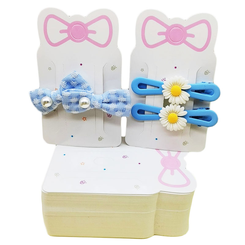 50pcs 6x10cm Pink Hair Clip Bow Display Cards for DIY Hair Jewelry Barrette Hairpin Packaging Cardboard Retail Display Holder
