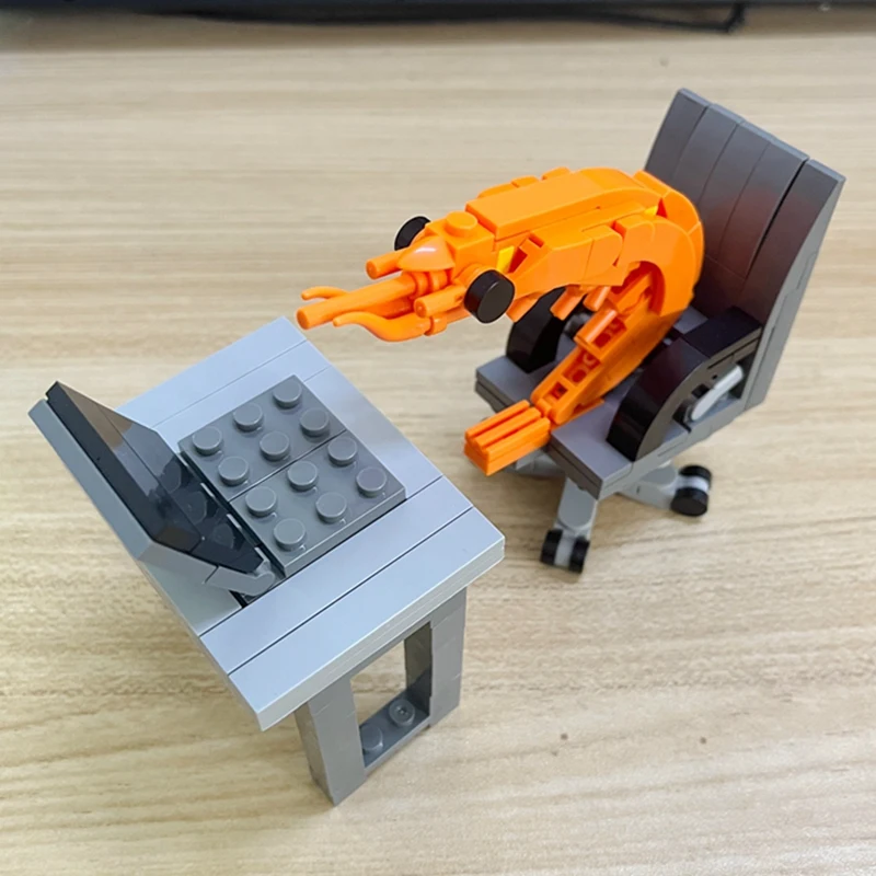 MOC Building Block Shrimp Model Figurines Puzzle Assembly Kit for Boys And Girls Internet Celebrity Creative Parodies Toy