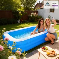 Piscine gonflable rectangulaire pour usage domestique, fabriquée en PVC durable, idéale pour les rassemblements familiaux, les fêtes d'été et les loisirs en plein air. 2