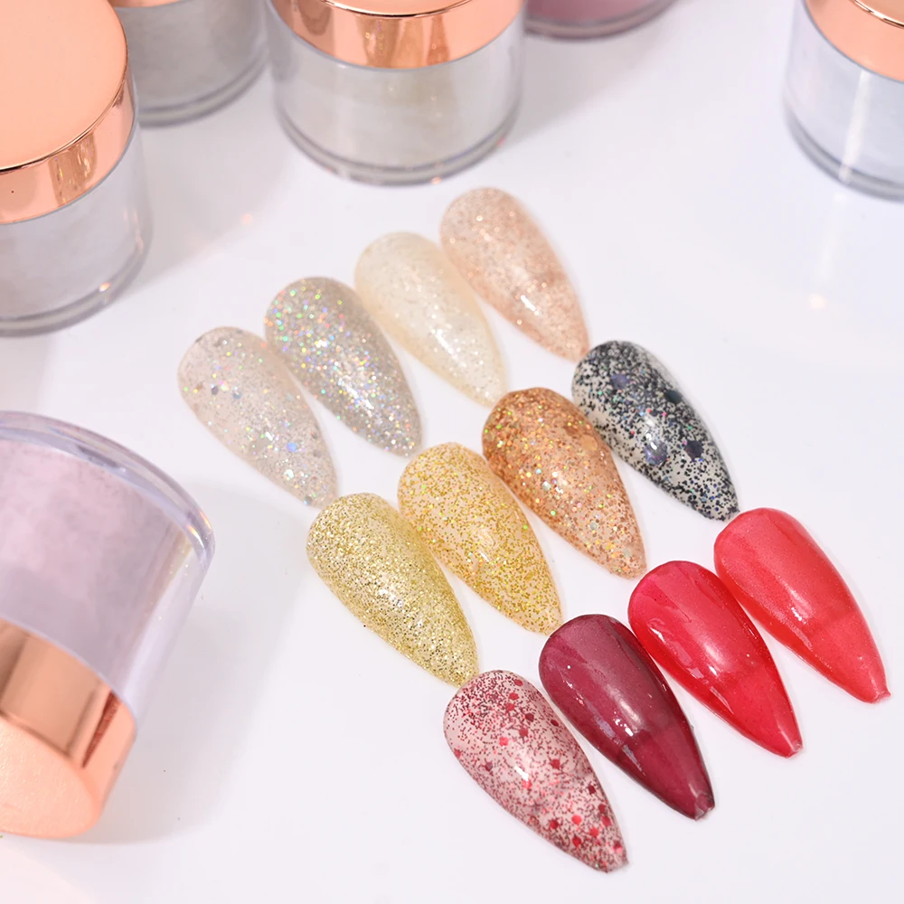 1Bottle Nail Art Acrylic Powder Pink/White/Nude 12-Colors Extension Crystal Powder DIY Manicure Polymer Dipping&Engraving Powder 3