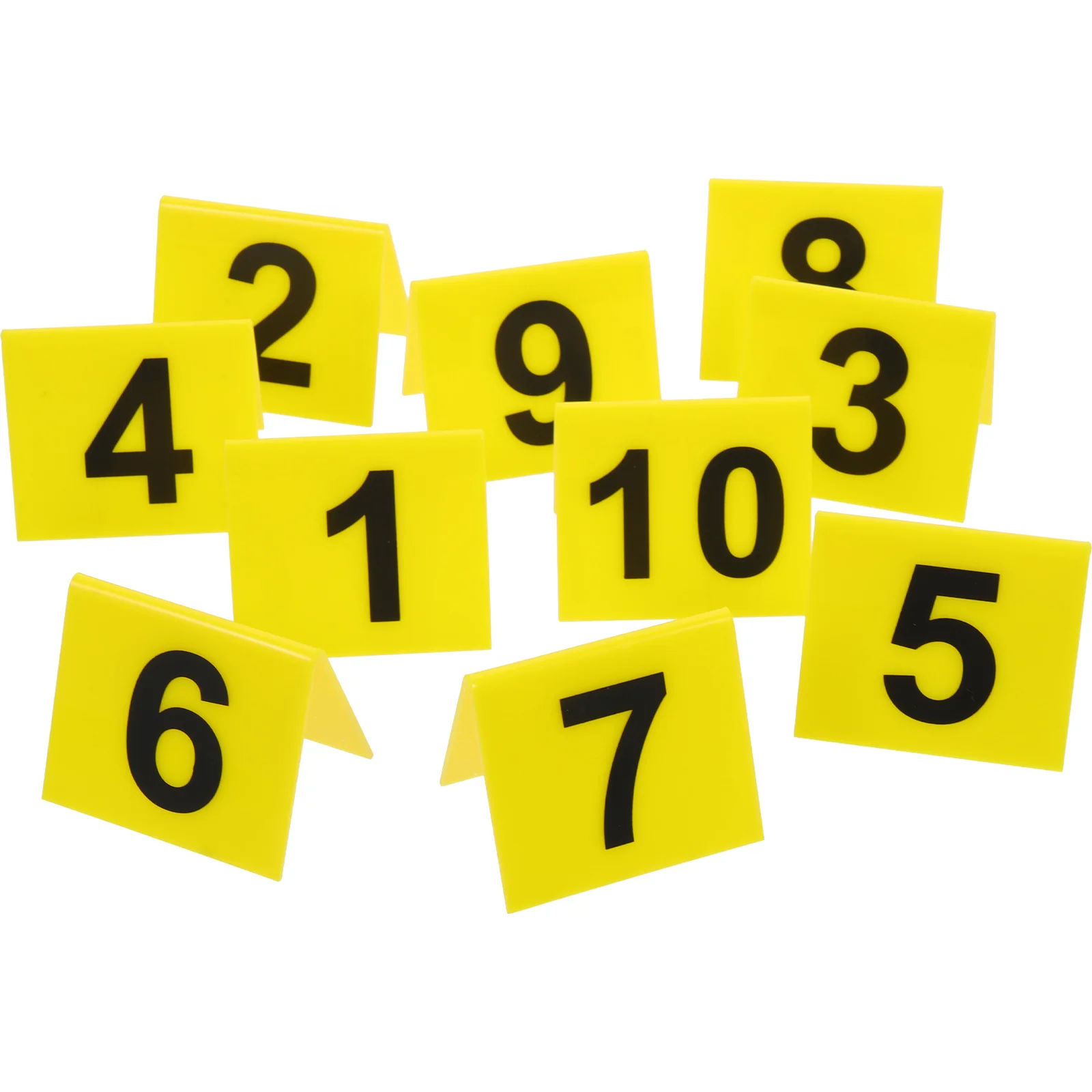 

10 Pcs Signage Restaurant Supply Yellow Accessories Acrylic Desktop Table Evidence Marker Banquet Numbers