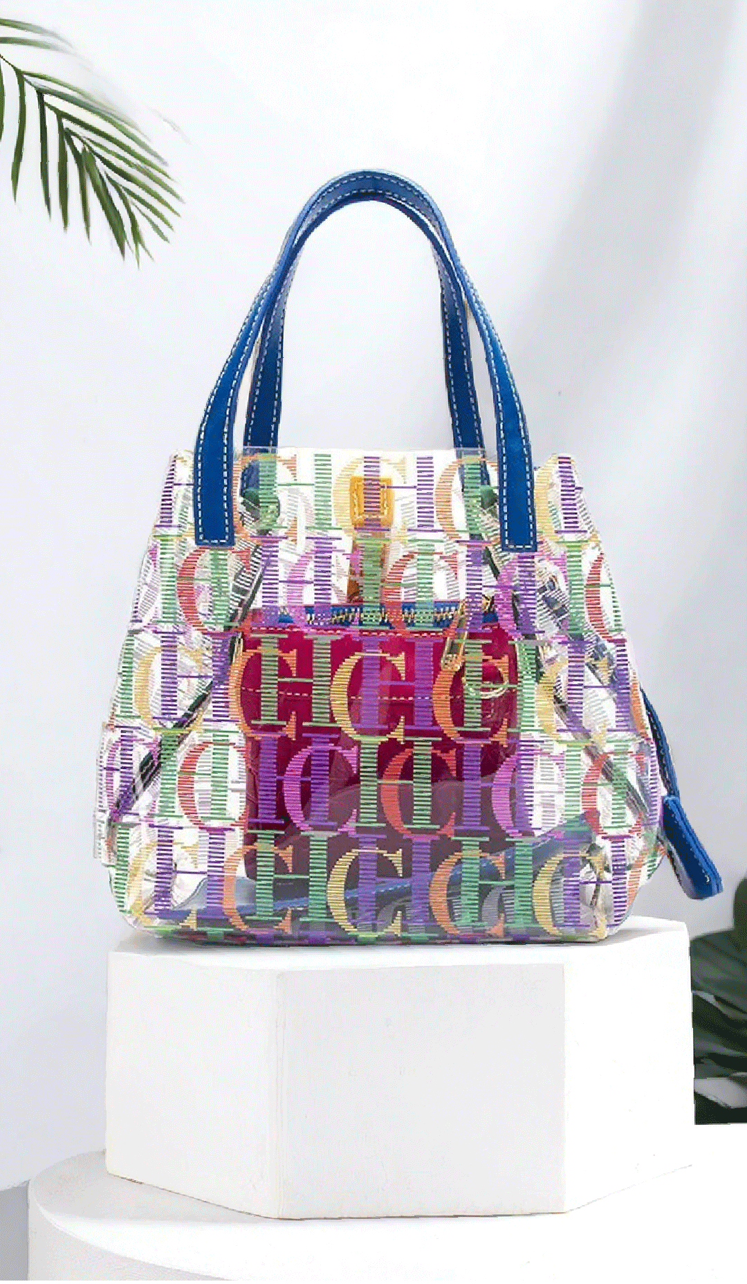 CH women’s PVC bucket bag large capacity front view