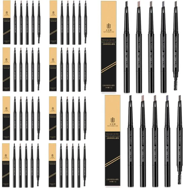 Double-Ended 5 Colors Eyebrow Pencil Natural Non-fading Waterproof Long-Lasting Filling And Outlining Eyebrow ﻿