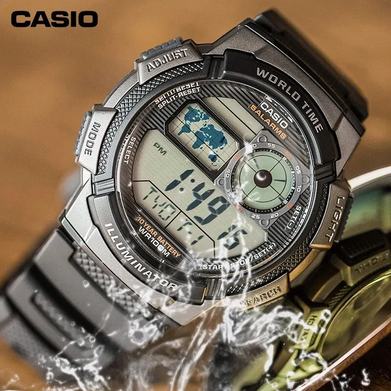 Часы Casio AE-1000W/1500W/1100WSports, многофункциональное руководство, дата, секундомер, студенческие мужские часы, уличные водонепроницаемые цифровые мужские