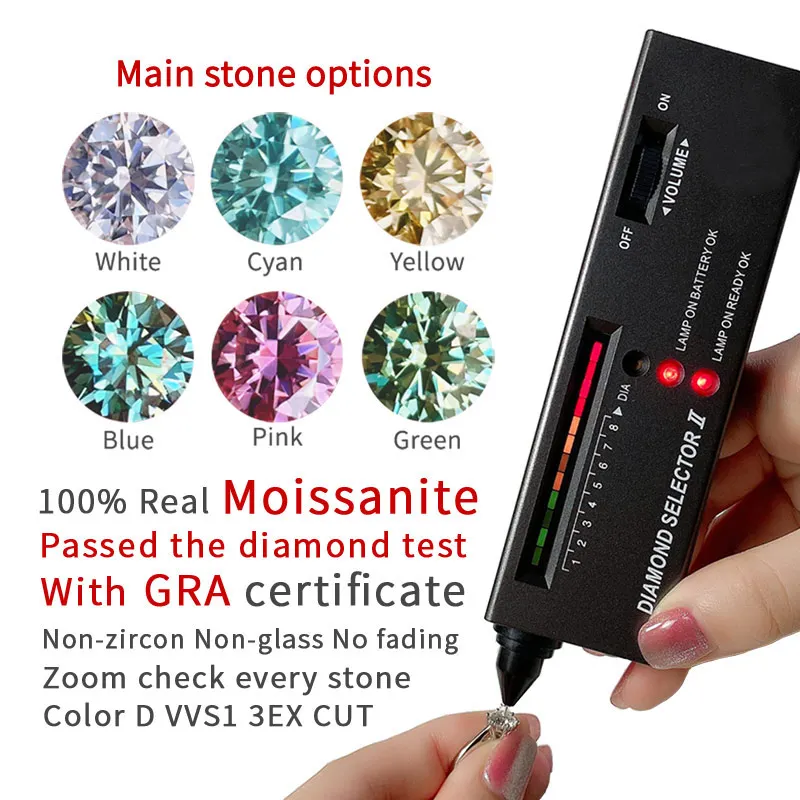 Luxury Jewelry Moissanite Rings For Women Yellow Pink Red Blue Green Diamond Engagement Ring S925 Silver Plated 14k White Gold