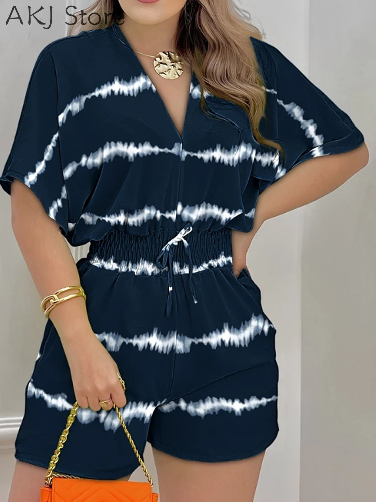 

Женский комбинезон с рукавами «летучая мышь» и принтом