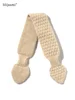 Women 100% Pure Cashmere Knitted Small Bowknot Scarf Neckerchief Moss Stitch Soft Neck Warmer Ring Collar Female Boutique Acc 5