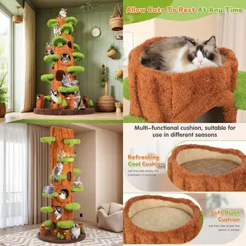 Nunu Super Large Cat Tree Tower – Luxury Multi-Level Solid Wood Condo 1