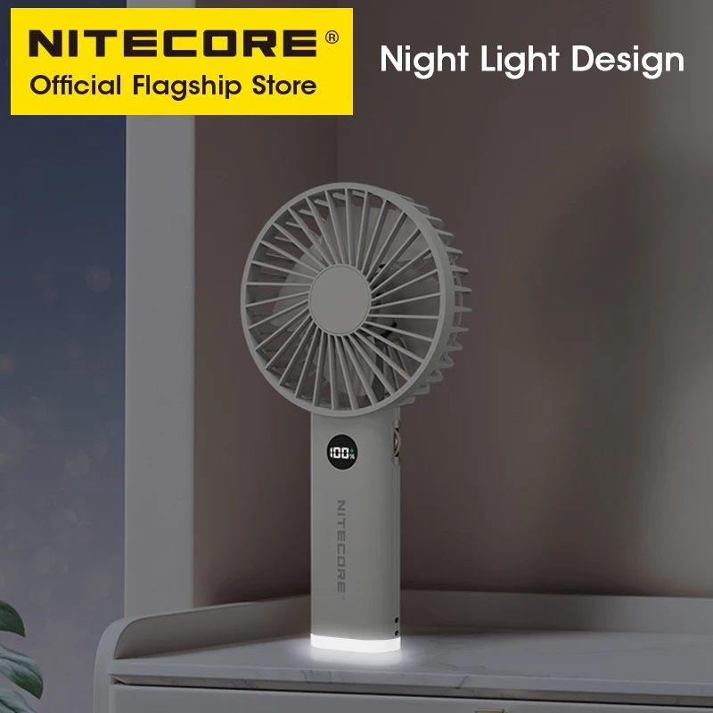 NITECORE NEF03 2-in-1 Camping Fan USB-C Rechargeable Commuting Fan With Night Light Summer Outdoor Trekking Picnics Hiking