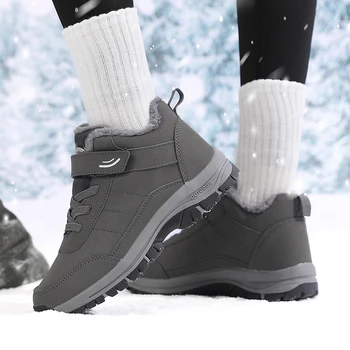 جديد الشتاء النساء الأحذية عالية الجودة الدافئة الثلوج أحذية رياضية الدانتيل متابعة موضة الشتاء سميكة الصوف الأحذية سميكة وحيد الدافئة أحذية بوت قصيرة 4