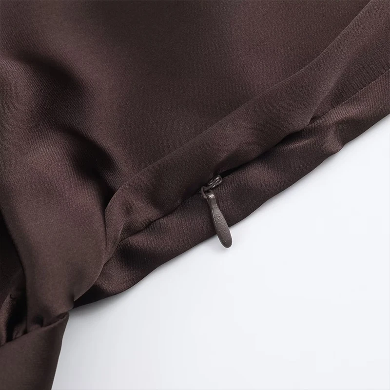 Elegant Satin Mini Dress For Women Fashion Scarf Collar Batwing Sleeve Short Dress Lady 2025 Autumn Chic Party Evening Dresses