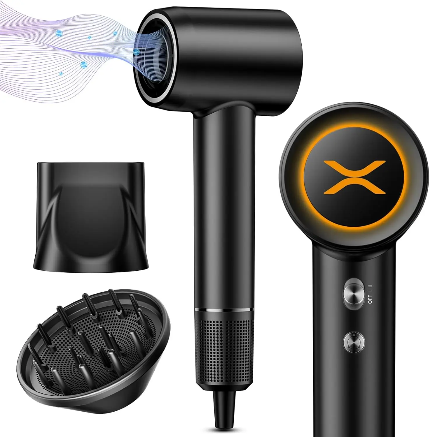 XSOOH 150000 RPM High-Speed Brushless Motor Travel Portable Blow Dryer for Curly Straightener Hair, Professional Qui