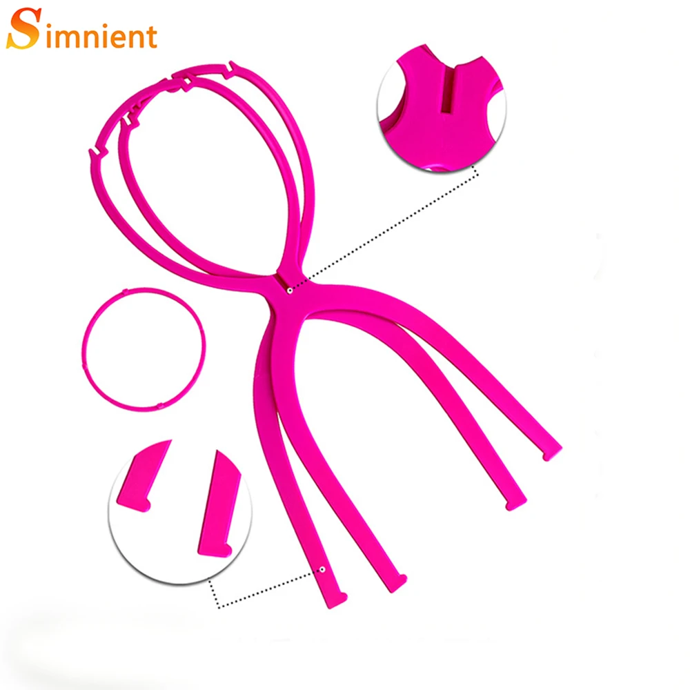 Colorful Plastic Wig Stand Portable Folding Wig Head Stand Hold for Display Travel for All Wigs