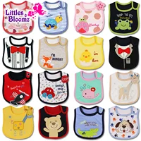 [Littles&Bloomz] Baby Girl Boy Feeding Bibs Waterproof Apron Cartoon Towel Kids Toddler Dinner baberos Bandanas Burp Cloths 1