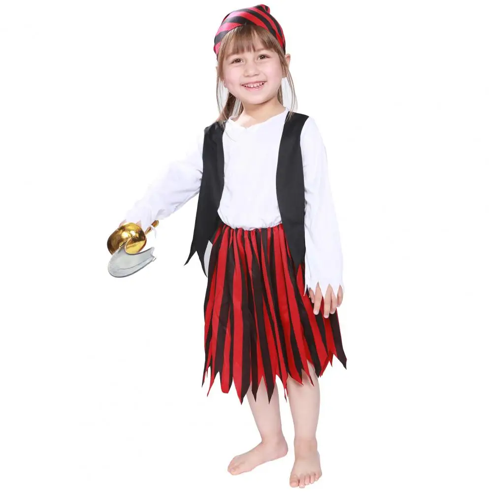

Skirt Belt Set Pirate Cosplay Skirt Set with Belt Headscarf for Women Renaissance Theme Outfit with Irregular Hem Elastic
