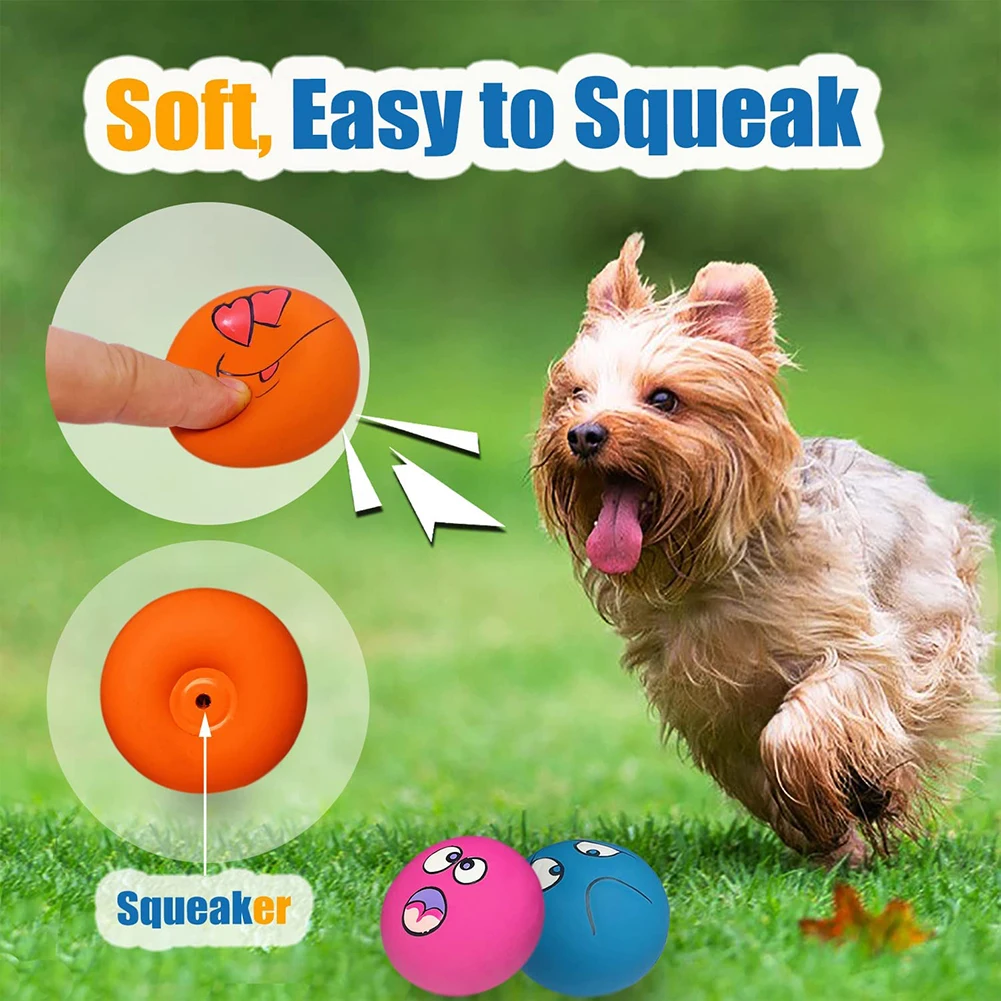6 Pcs Latex Dog Squeaky Toys Rubber Soft Dog Toys Chewing Squeaky Toy Fetch Play Balls Toy for Puppy Small Pets Dog Accessories 4