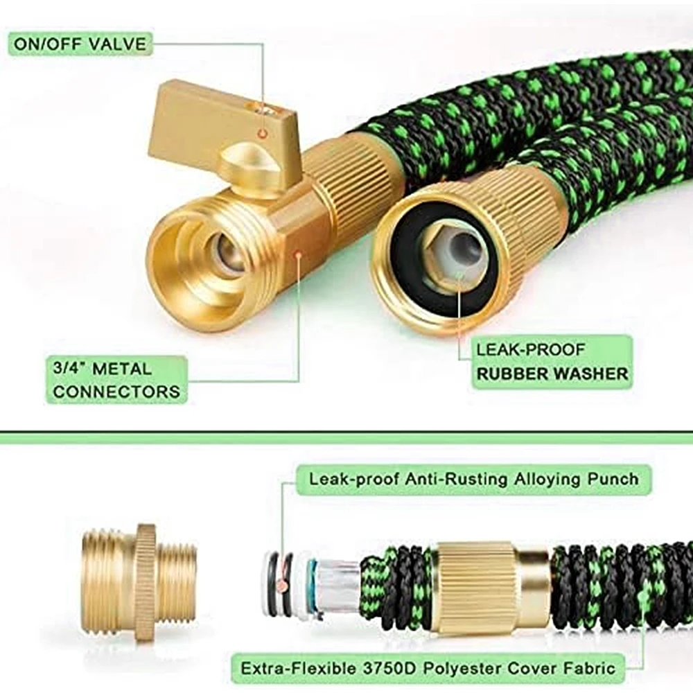 Copper Bullet Expandable Garden Hose w/10 Pattern Thumb Spray Nozzle AS-SEEN-ON-TV 75 FT Lead-Free Ultra-Lightweight Solid Copp