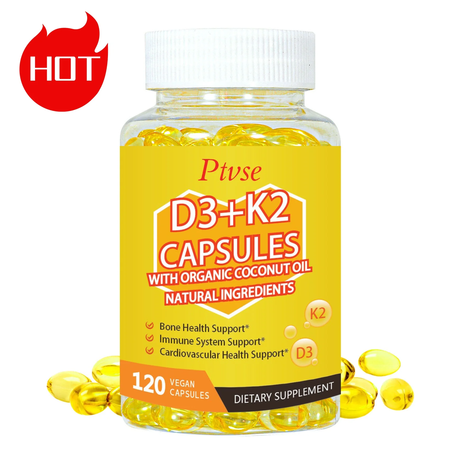 

Витамин D3 K2 капсулы для укрепления сердца, суставов и костей, внутреннего кровообращения, здоровья зубов и иммунной системы