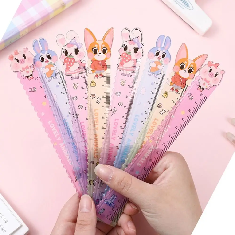 High Quality Plastic Straight Ruler Rabbit School Office Supplies Ruler Planner Accessories Drawing Tools