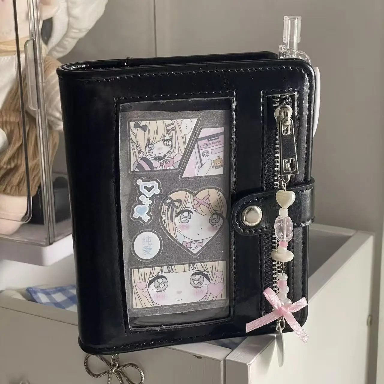 Japanisches Retro-Notizbuch mit schwarzem Fenster, M5, lose Blätter, PU-Leder, abnehmbar, hochwertig, tragbar, DIY-Notizbuch, dekorativ, niedliches Geschenk – Detail 5