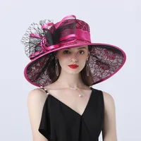 Fascinating Kentucky Big Hat Ladies Tea Party Wedding Summer Organza Hat Women Flower Large Wide Brim Fashion Vintage Fedora 1