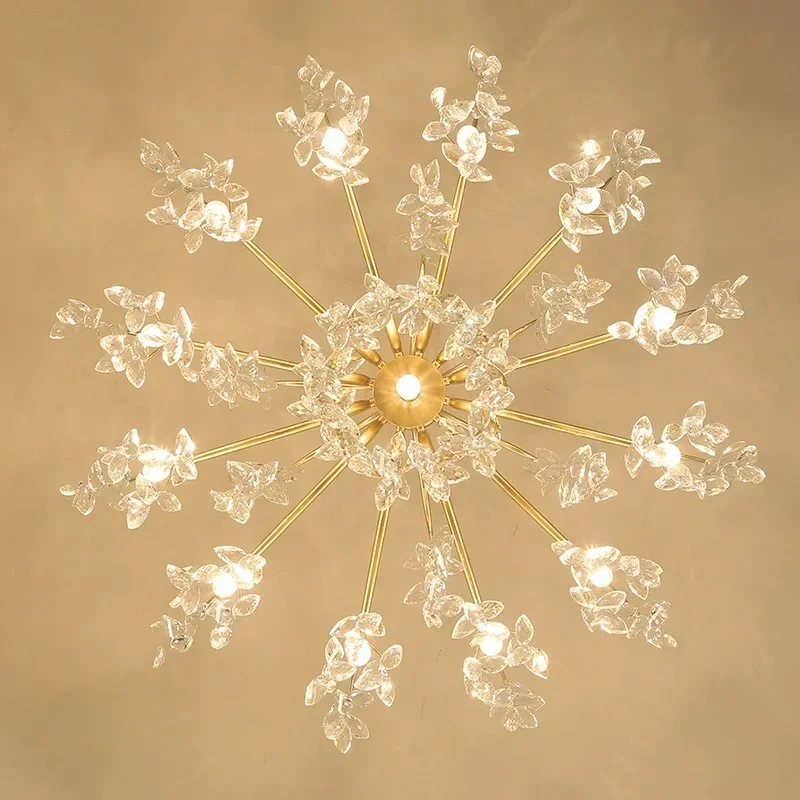 Postmoderne Lichte Luxe Kristallen Kroonluchter Amerikaanse Woonkamer Lamp Internet Beroemdheid Slaapkamer Restaurant Gouden Koplamp