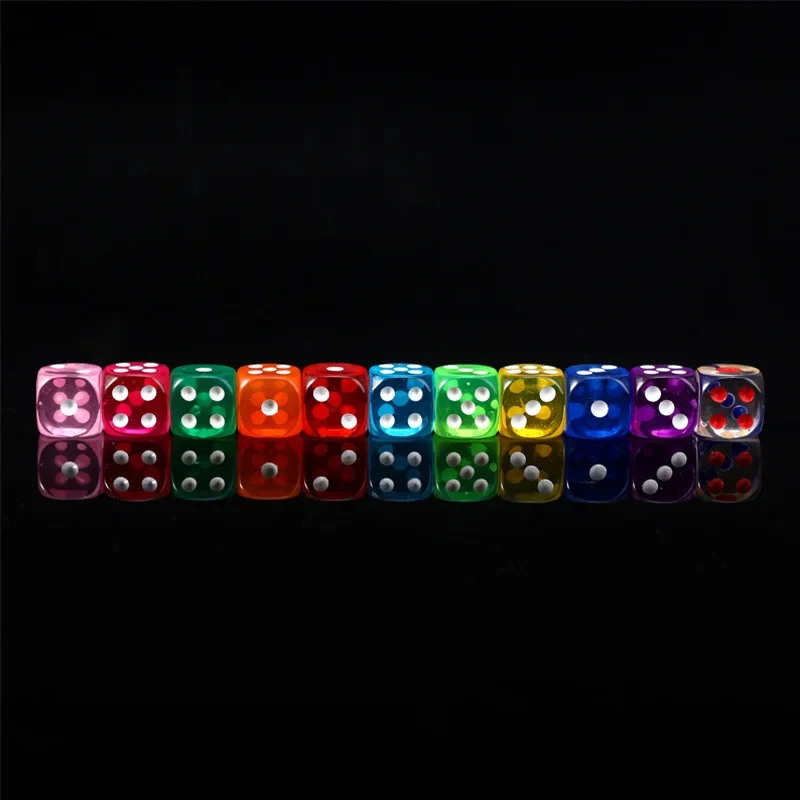 10 PCS/Lot Small Size Transparent Acrylic 6 Sided Dice Set Club/Party/Family Games 14mm game dice,dice set,acrylic dice