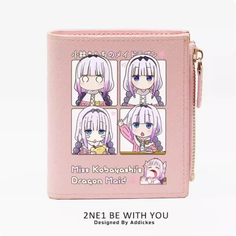 Miss Kobayashi's Dragon Maid Anime Zipper Wallet Fold Bag Multi Card  Coin Pocket Holder Fashion Kids Wallets Gift