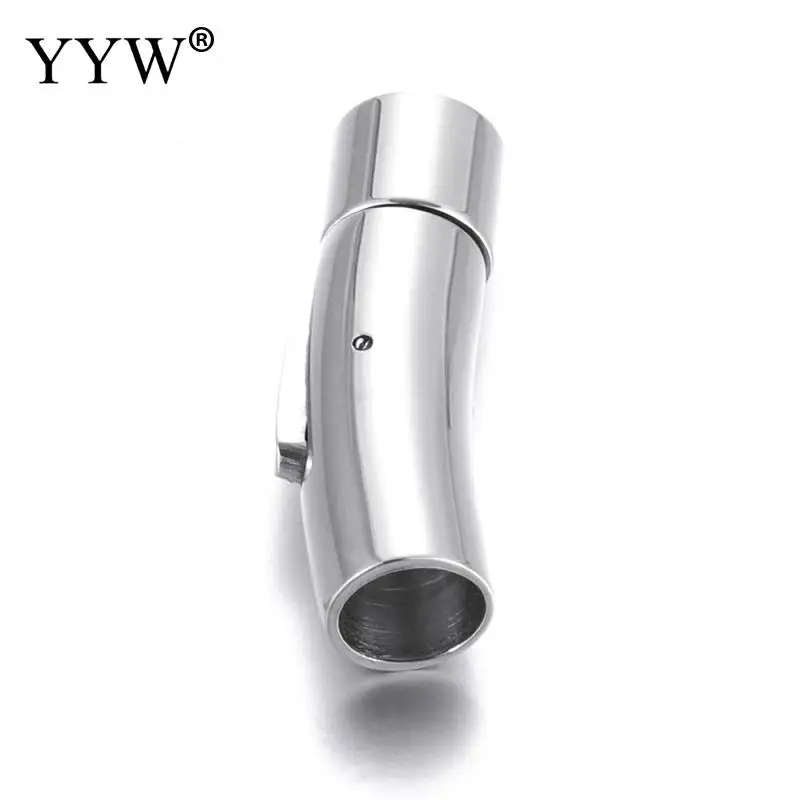 10pcs Stainless Steel Bayonet Clasp 6mm Hole Push Lock Lace Buckle Leather Cord Clasps For Diy Bracelet Jewelry Making