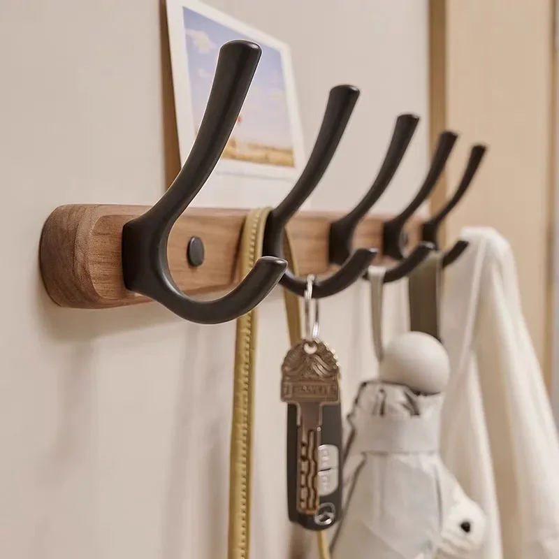 Wood Coat Rack Wall Hooks for Kitchen Bathroom Hallway Towel Key Accessories Creative Decorative Wall Storage