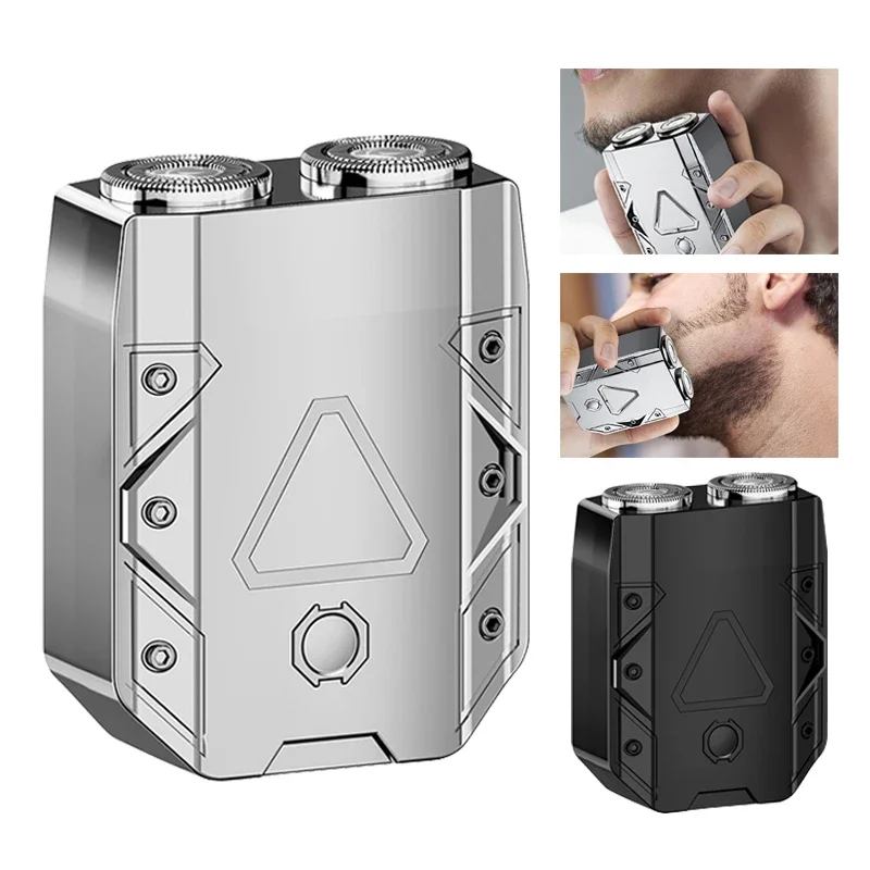 Iron Warrior Electric Shaver Double Floating Head Mini Beard Knife For Men Portable Travel Painless Cordless Face Razor Trimmer electric shaver beard trimmer