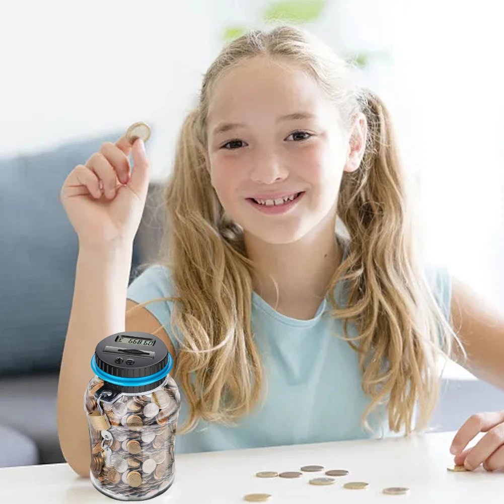 Digital Money Box with Counter Electronic Piggy Bank DisplayEuro Money Saving Box Large Transparent Coin Counter