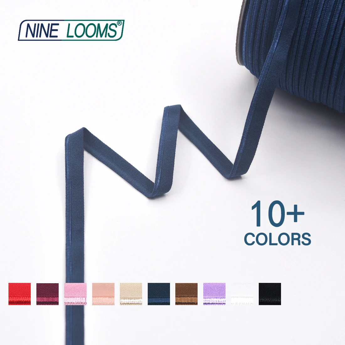 Neun Webstühle Nylon Gummibänder 3/8 "10mm Paspel bänder Seil Schräg band Schweißband Dessous Unterwäsche Gurtband Nähen Handwerk 50 Yard – Detail 6