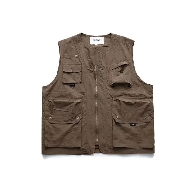 Japanese Style Vintage Loose-Fit Work Vest Multi-Pocket Outdoor Functional Men's Women's Camping Tactical Vest