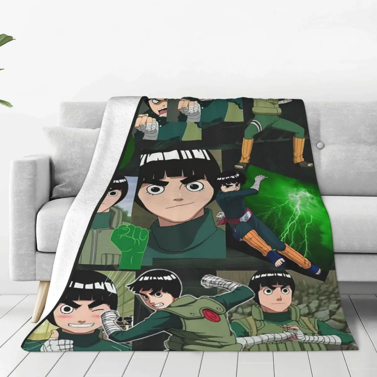 

Rock Lee Funny Cartoon Animated Character Blankets Flannel Spring Autumn Super Soft Throw Blanket for Bed Outdoor Quilt
