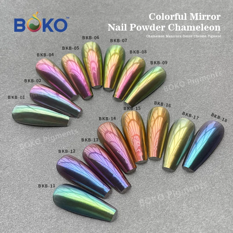 BOKO 1Box Nail Chameleon Chrome Powder Glitter Magic Mirror Pigment Dust Nail Decoration