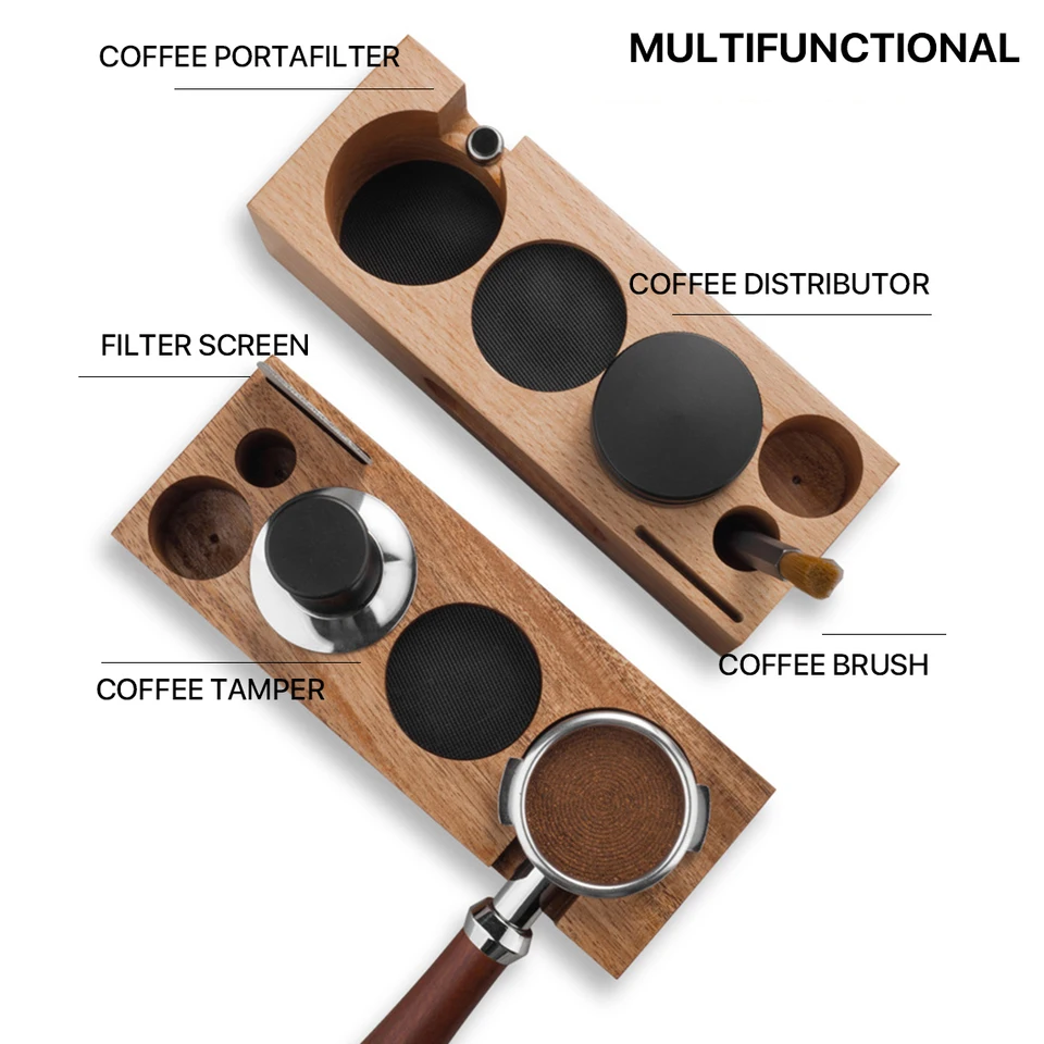Supporto per Tamper per caffè, supporto per portafiltro, supporto per tappetino per distributore di caffè Espresso in noce, 51mm, 54mm, 58mm, accessori per macchine da caffè  15